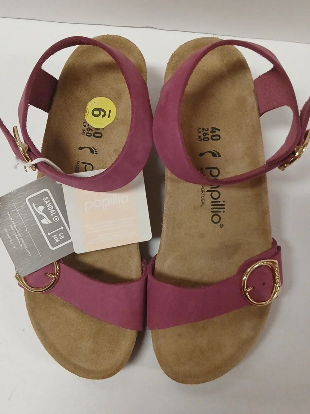 Women's Pink Cork Wedge Sandals with Gold Buckles